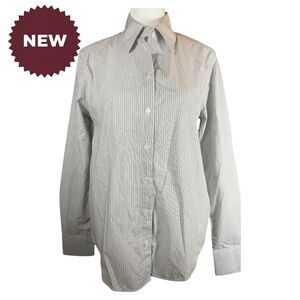 NWT Banana Republic Striped Button Down Shirt XS Gray White Career Top